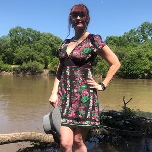 ASOS WareHouse Black Floral Silk Mini Dress